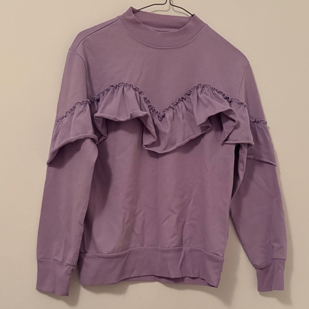 Topshop Lavender Ruffle Sweatshirt
